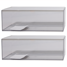 長型展示盒 單層, 塑膠材質, 白色, 10 x 30 x 7.5cm, 2個