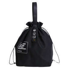 E.City 日式工藝質感束口便當購物收納袋, 帆布尼龍塗層, 約34x30cm (平鋪尺寸), 軍綠/卡其/黑色