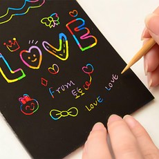 E.City 韓版DIY創意塗鴉刮畫本留言筆記本 小, 黑色, 10本