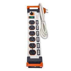 PowerSync 包爾星克 TL6X9018 7開6插鋁合金防雷擊抗搖擺延長線 39 x 8 x 5cm, 1.8m, 白色, 1個