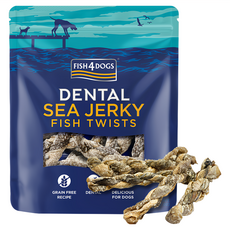 FISH4DOGS 海洋之星 潔牙魚皮點心 麻花捲, 100%魚皮烘烤, 無麩質, 富含Omega 3, DHA, EPA, 低熱量, 100g, 1包