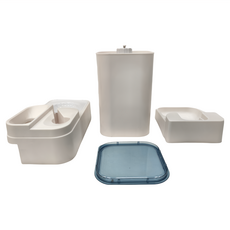 一體雙碗自動餵水器, 乾濕分離, 1.5升水桶 & 2斤糧桶, 大角度滑梯, 上方透明全透視窗口, 全部可拆卸清理, 1.21kg, 綠色, 1個