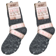 non-no 儂儂 特厚裏起毛防寒止滑襪 2雙 男女適用 台灣製, 24~28cm, 黑色