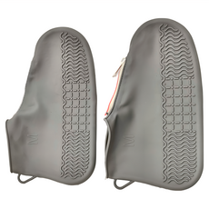 拉鍊式矽膠鞋套, M號, 黑灰色, 1雙