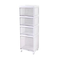 FAmILyLIFE 生活 磁吸式多功能附輪防塵4層收納櫃, 純白色, 1個