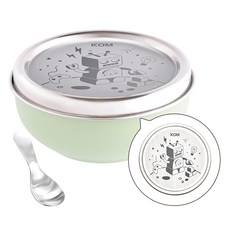 KOM 夢想系列 316不鏽鋼彩色磨砂兒童隔熱碗組, 綠色, 1組