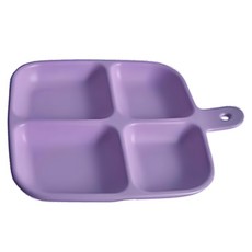 Homely Zakka 北歐單柄陶瓷四格分隔餐盤 奶油紫, 1個
