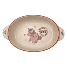 日製陶瓷焗烤盤（橢圓）, 粉色獨角獸, 1個