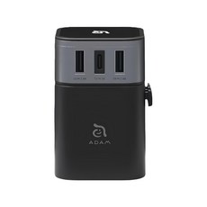 ADAM elements 亞果元素 OMNIA T3 六合一多功能USB萬用轉接頭充電器 49 x 49 x 78mm 146g, 黑色, 1個