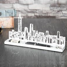 OPUS 東齊金工 印象台北金屬收納架 多功能文具收納盒 桌面展示 書信收納, 優雅白, 1個