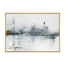 雪景畫作 70 x 50cm 木色框 客廳掛畫 抽象畫