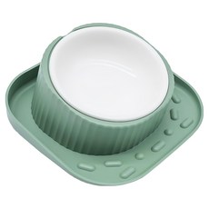 Pets Family 寵物陶瓷餐具 附碟, 綠色, 1個