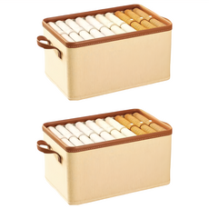 小麥購物 日式布藝收納盒 C566 32L 206g, 米色, 2個