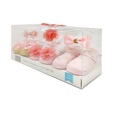 HUDSON BABY 彌月禮盒 女嬰兒髮帶 + 襪子6件組