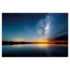 24mama 掛畫 單聯式 星空 銀河系 無框畫 夜景, 60 x 40cm