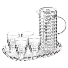 guzzini 水晶冷水壺六件組 1750ml 1個 + 510ml 4個, 透明色, 3790ml, 1組