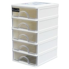 KEYWAY 彩集收納盒, 白色+透明, 5層