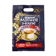 麥斯威爾香醇原味3合1咖啡 黃金比例調和 口感溫潤滑順 嚴選優質咖啡豆, 14g, 25條, 1袋