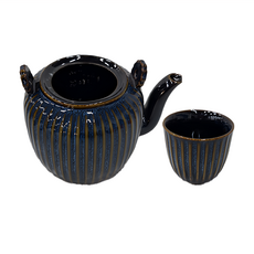 JUST HOME 深藍窯變一壺五杯茶具組, 壺 750ml + 杯 100ml 5個, 藍色, 1組