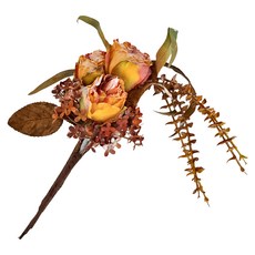 快豹 Simple仿真花束 燒玫瑰三頭, 黃色, 1個