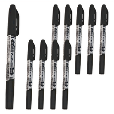 菱克筆 水性紙用雙頭極細筆, 黑色, 10支