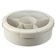 SHIMOYAMA ABS旋轉式6格乾果盤/零食盤 附蓋, 米白色, 1個
