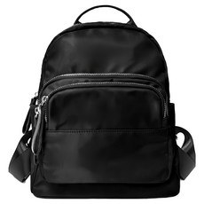 百搭款輕量防潑水尼龍簡約後背包/雙肩包 9358, 30 x 26 x 13cm, 經典黑