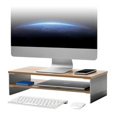 Ermutek 二木科技 北歐風格多功能桌上型雙層設計螢幕增高架, 橡木紋