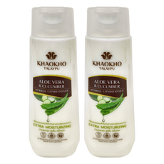 KHAOKHO TALAYPU 考柯萃 雙草本柔順潤髮乳 蘆薈 小黃瓜, 深層保濕 適用所有髮質, 330ml, 2瓶