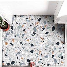 好物良品 藝術系剪裁陽台玄關絲圈刮泥地墊 120 x 120cm, 水磨石, 1個