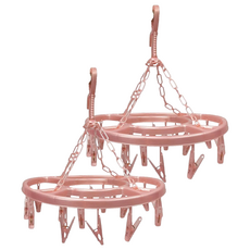 生活King 圓型曬衣架 16夾, 粉色, 2個