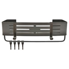 浴室置物架 四方架 帶桿帶鉤 32 x 12 x 6.8cm 低調灰 節省空間設計, 1個