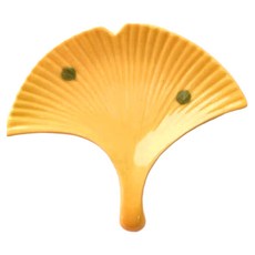 佐和陶瓷 葉型皿 日本製, 黃彩銀杏, 1個