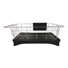 Mega 日式簡約不鏽鋼碗盤架, 201不鏽鋼+塑膠, 42x28x14.5公分, 黑色, 1個, 1層