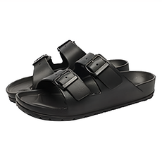 bebehome 雙排扣軟底防臭防滑耐磨拖鞋, EVA材質，黑色, 37cm