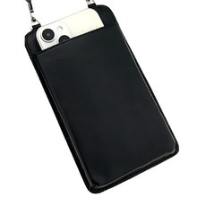 真皮頭層牛皮 2WAY 女士單肩包手機包小包 - 黑色, 10.5 x 17.3 x 1cm