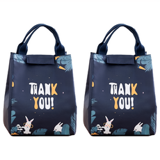 小麥購物 手提保溫便當袋 Y749 THANK, 白兔, 2個