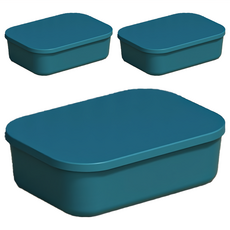 帶蓋收納盒 PP材質, 靜謐藍, 3個