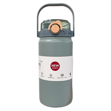 彈蓋雙飲水壺, 316不鏽鋼, 自帶提手, 藍色, 1L, 1個