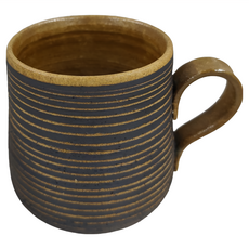 佐和陶瓷 志野馬克杯 陶瓷杯 日本產, 黑線條 黑色 + 棕色, 1個