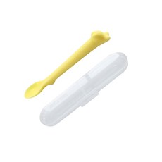 monee 100%白金矽膠 幼童智慧矽膠湯匙 附收納盒, 檸檬黃, 1組