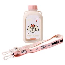 HIKARI 日光生活 快樂狗隨身水壺, 清新粉, 600ml, 1個