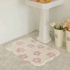 沐慕家居 地毯/腳踏墊 60x90cm, 40 x 60cm, 韓系植絨粉色小花