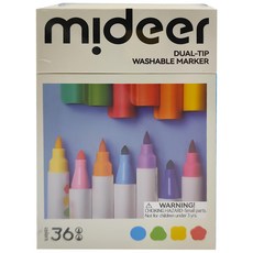 mideer 雙頭可水洗水彩筆 MD4310 軟尖頭 + 錐頭 3歲以上適用 36支, 36色, 1盒