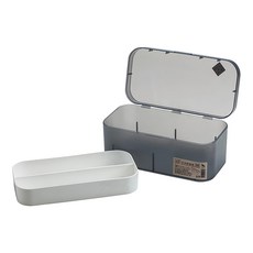 日光雙層收納盒 513, 透明灰 + 白色, 1個