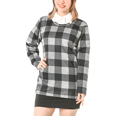 MI MI LEO MIT 時尚刷毛經典格紋機能服 寬版, 低調典雅灰