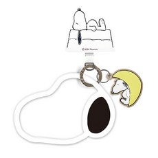 PEANUTS 史努比 手機夾片造型矽膠環, 月亮 白色 + 黑色 + 黃色, 1個