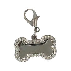 CrazyPAWS 瘋狂爪子 水晶吊飾 水鑽骨頭, 銀, 1個