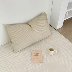 HOOM 禾慕生活 韓系條紋枕套2個 74 x 48cm 親膚舒適 簡約時尚, 奶茶色, 1組