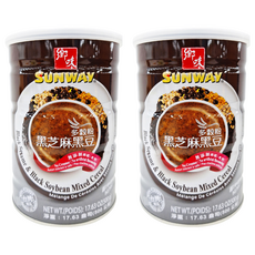 SUNWAY 鄉味 多穀粉 黑芝麻黑豆, 500g 無添加, 2罐, 16份